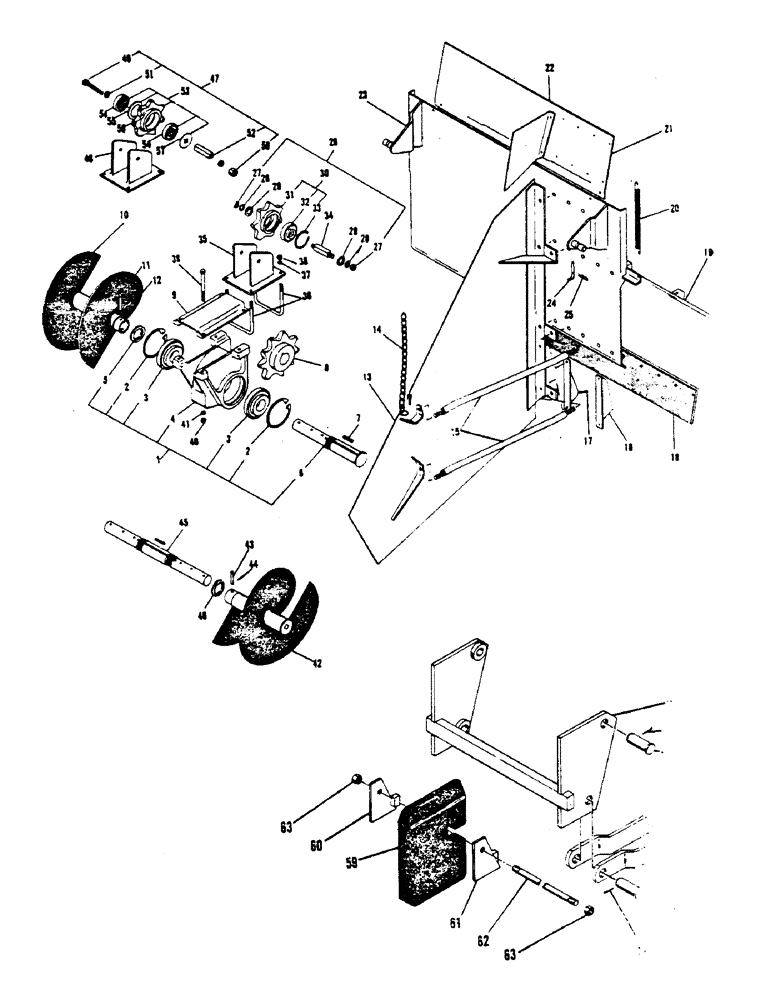 Схема запчастей Case 1000 - (50) - AUGER ATTACHMENTS, COUNTERWEIGHTS 