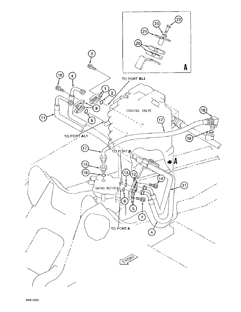 Схема запчастей Case 9020B - (8-054) - SWING MOTOR CIRCUIT (08) - HYDRAULICS