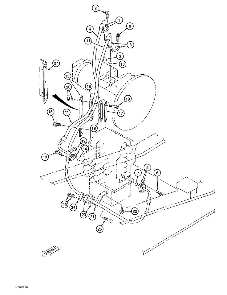 Схема запчастей Case 9045B - (8-008) - CONTROL VALVE SUPPLY LINES (08) - HYDRAULICS