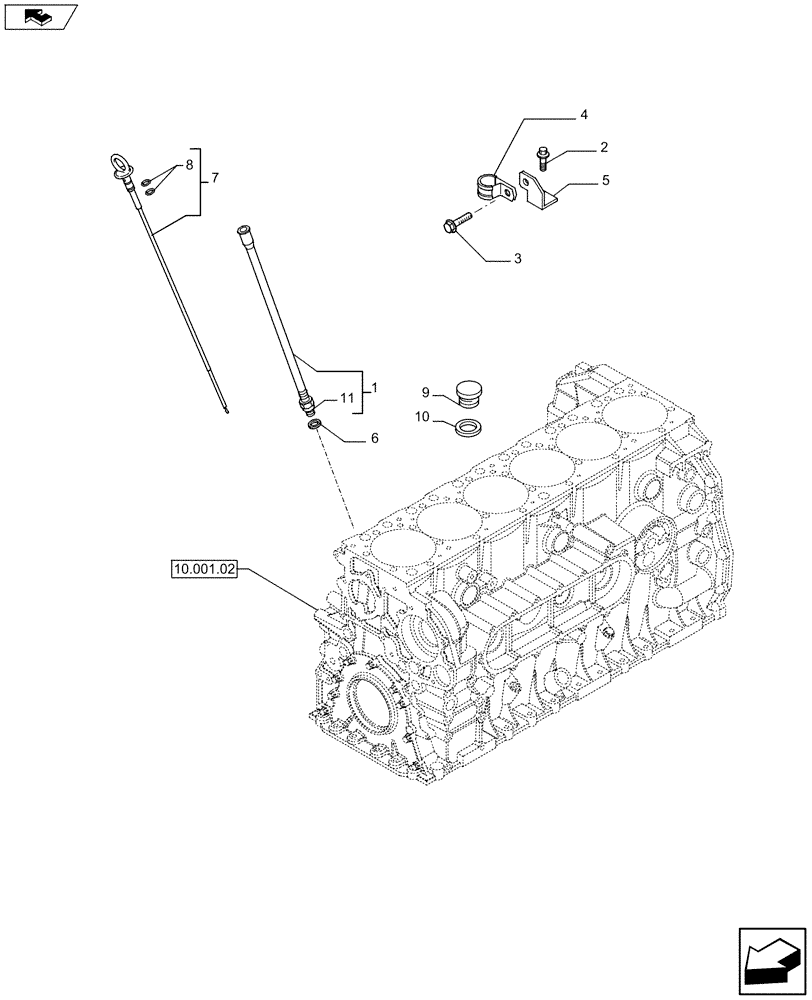 Схема запчастей Case F2CE9684P E024 - (10.304.01[01]) - ENGINE OIL DIPSTICK (504279536 - 504210044) (10) - ENGINE