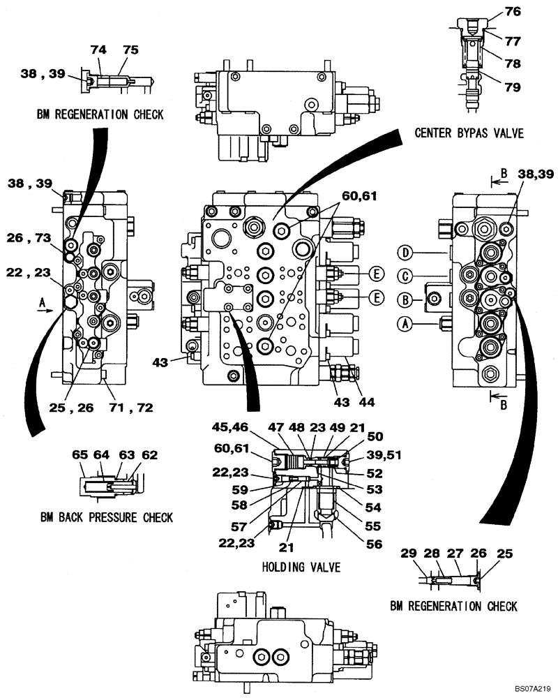 Схема запчастей Case CX160B - (08-57) - KLJ10580 VALVE ASSY - CONTROL (08) - HYDRAULICS