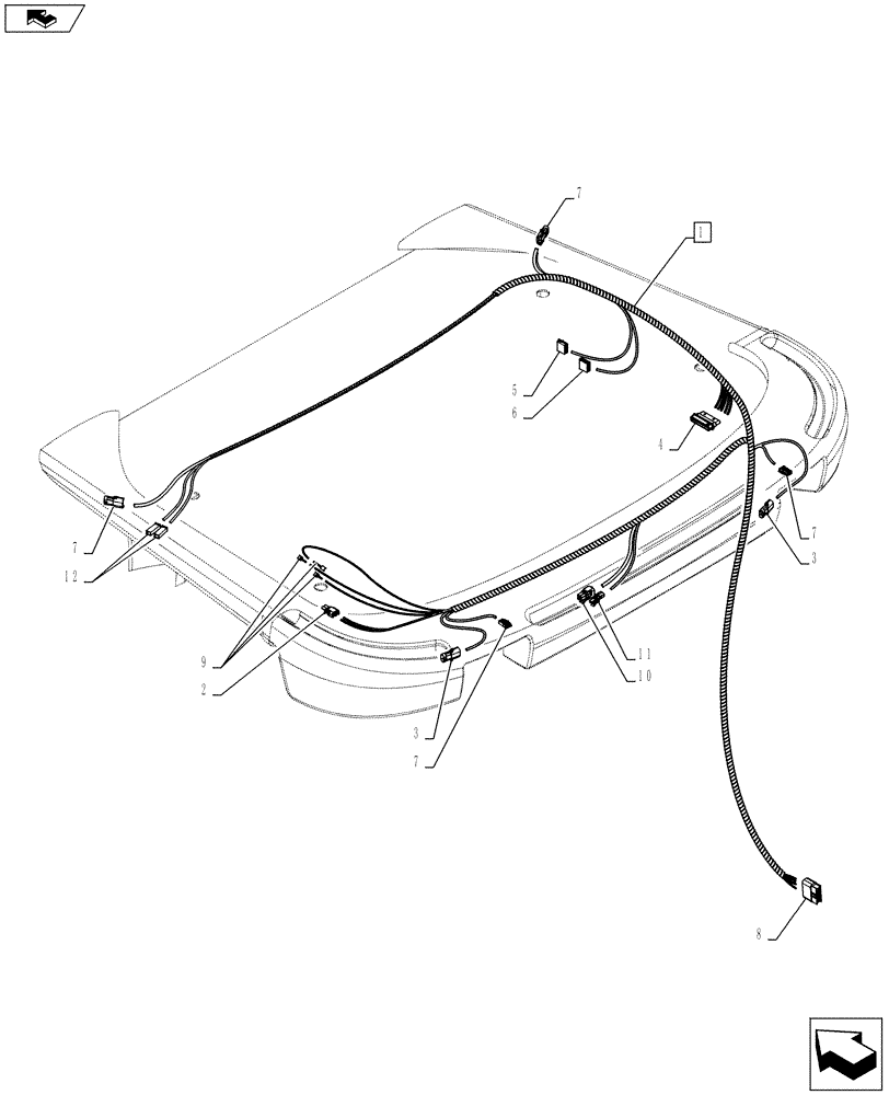 Схема запчастей Case 621F - (55.100.17) - HARNESS, CAB ROOF (55) - ELECTRICAL SYSTEMS