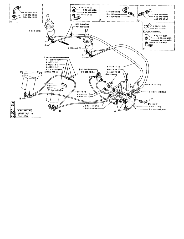 Схема запчастей Case 90BCL - (191) - PILOT CIRCUIT (07) - HYDRAULIC SYSTEM