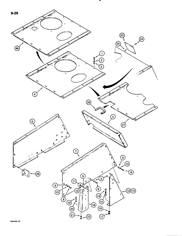 Схема запчастей Case W18B - (9-026) - HOOD AND FRONT PANEL (09) - CHASSIS/ATTACHMENTS