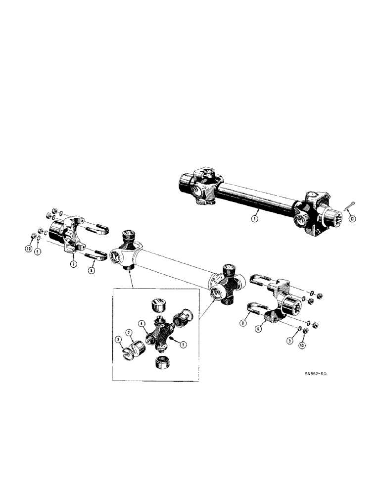 Схема запчастей Case 420C - (100[1]) - DRIVESHAFT AND UNIVERSAL JOINTS - DIESEL (04) - UNDERCARRIAGE