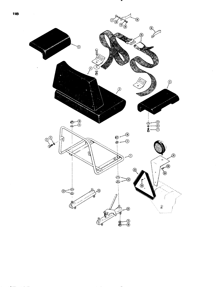 Схема запчастей Case 1150 - (118) - SEAT FRAME AND CUSHIONS (05) - UPPERSTRUCTURE CHASSIS