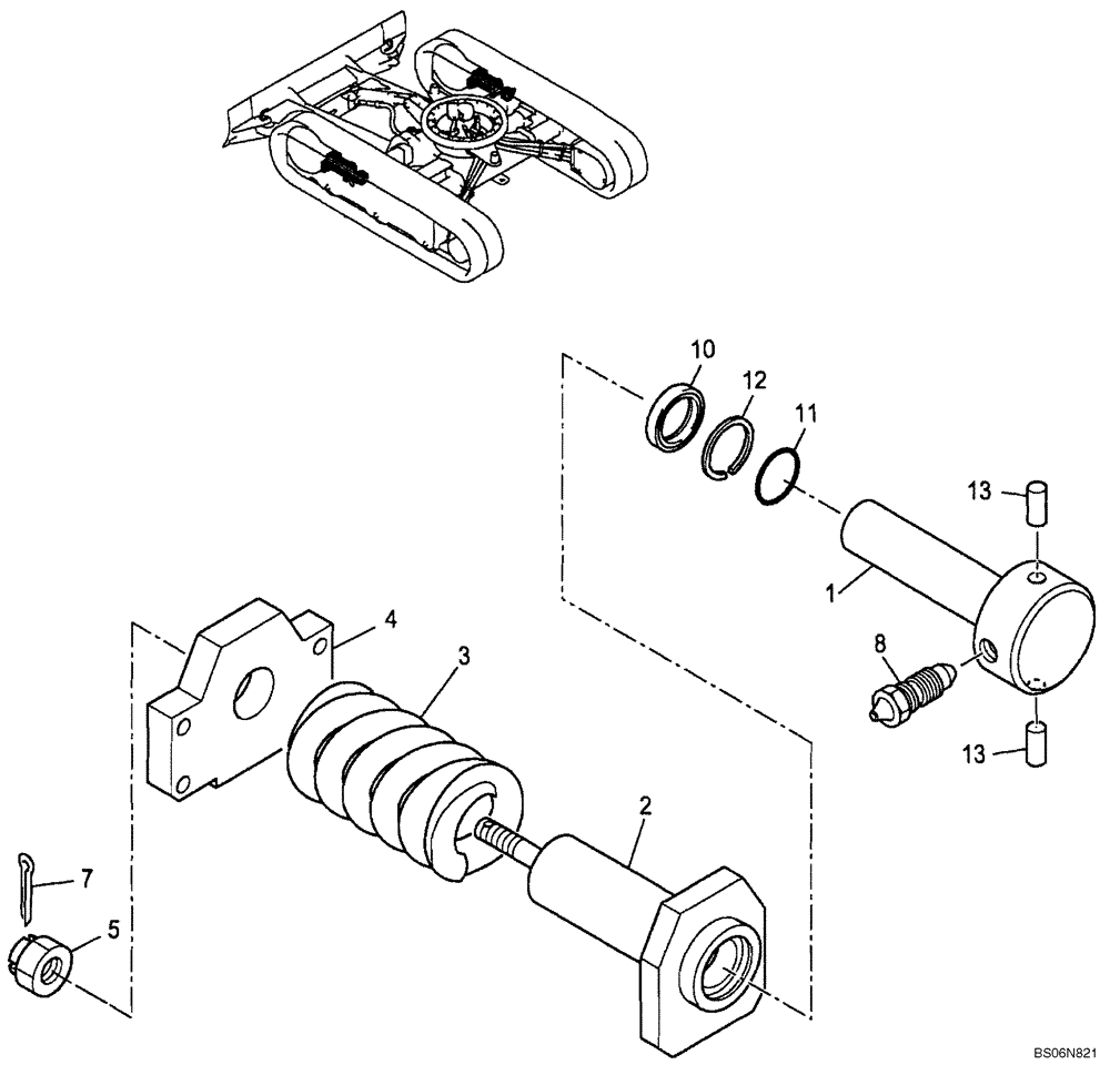 Схема запчастей Case CX17B - (02-006[00]) - IDLER ADJUSTER ASSY (PE54D00001F1) (48) - TRACKS & TRACK SUSPENSION