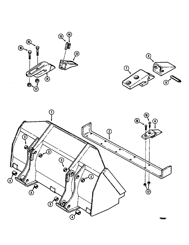 Схема запчастей Case 350B - (252) - LOADER BUCKET (05) - UPPERSTRUCTURE CHASSIS