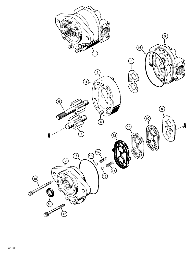 Схема запчастей Case 550G - (8-08) - EQUIPMENT PUMP ASSEMBLY (07) - HYDRAULIC SYSTEM