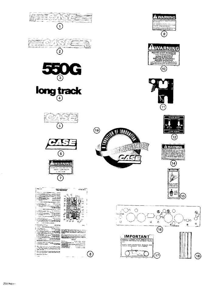 Схема запчастей Case 550G - (9-36) - DECALS (05) - UPPERSTRUCTURE CHASSIS