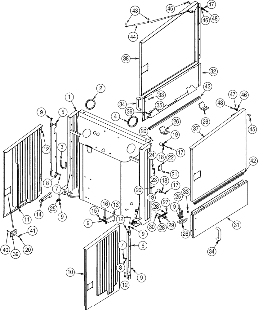 Схема запчастей Case 921C - (09-16) - DOORS - ENGINE COMPARTMENT (09) - CHASSIS