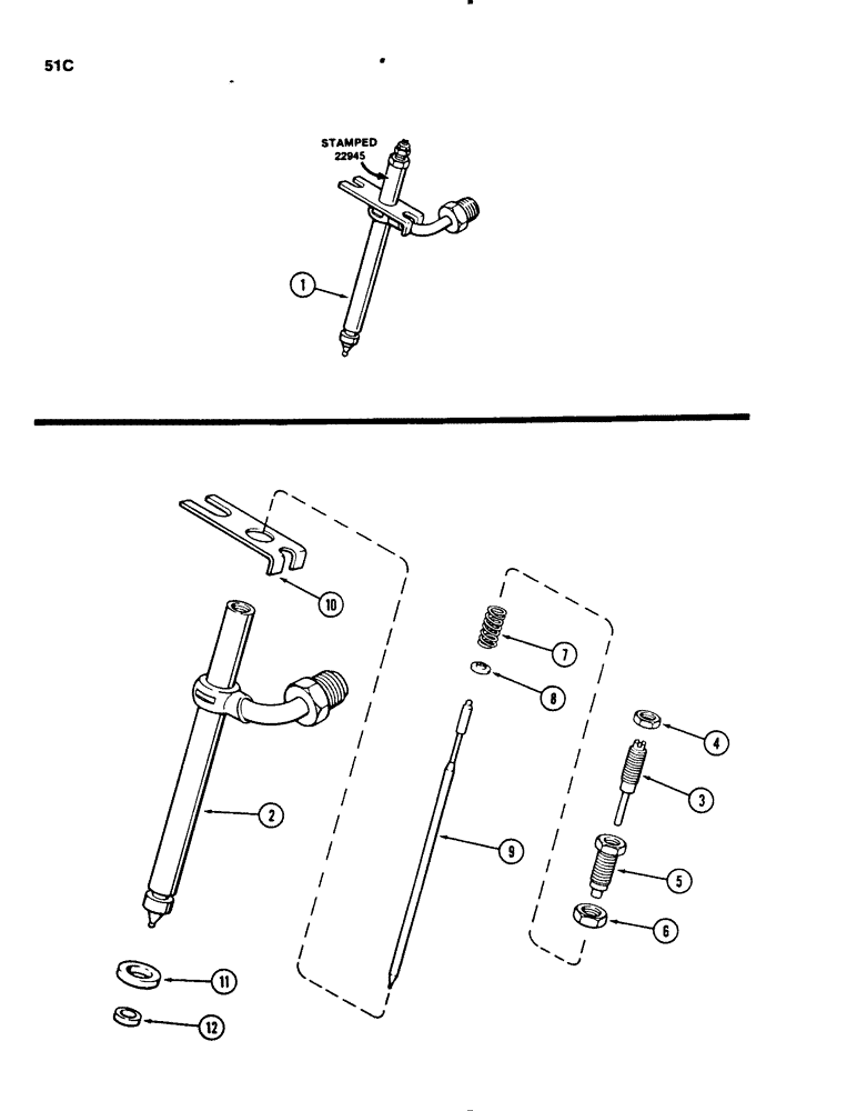 Схема запчастей Case 450B - (051C) - INJECTOR NOZZLES, 207 TURBOCHARGED DIESEL ENGINE (02) - FUEL SYSTEM