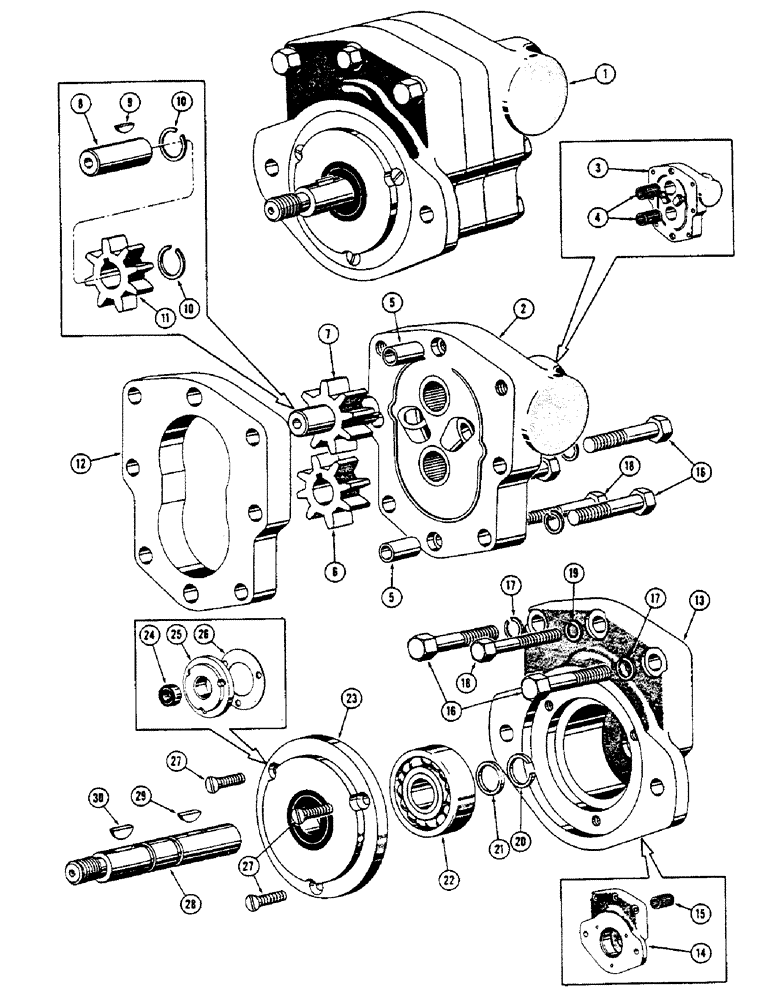 Схема запчастей Case 600 - (296) - HYDRAULIC PUMP ASSEMBLY, BODY, COVERS, GEARS, SEALS (07) - HYDRAULIC SYSTEM