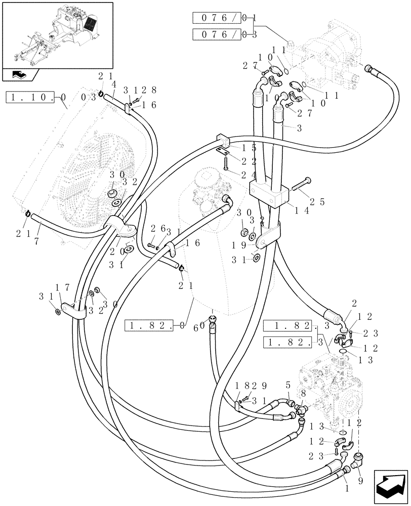 Схема запчастей Case 221E - (1.82.6[01]) - HYDRAULIC SYSTEM LINES, UP TO DATE JUN 1, 2009 (07) - HYDRAULIC SYSTEMS