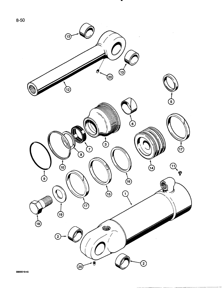 Схема запчастей Case 450C - (8-50) - DOZER ANGLE CYLINDER (08) - HYDRAULICS