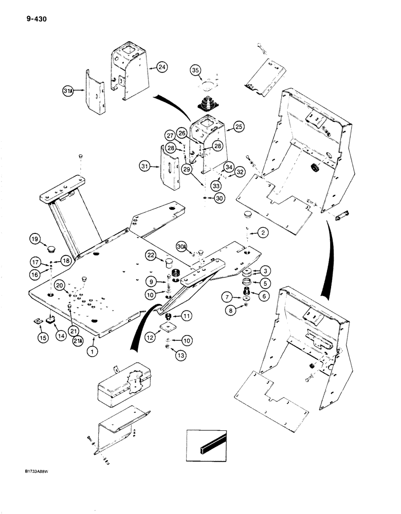 Схема запчастей Case 680K - (9-430) - OPERATORS COMPARTMENT FRAME AND MOUNTING (09) - CHASSIS/ATTACHMENTS