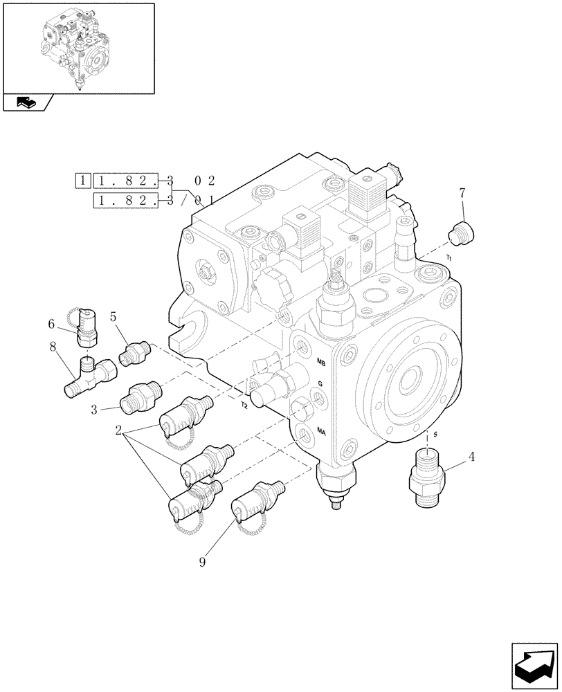 Схема запчастей Case 221E - (1.82.3[01]) - AXIAL PISTON PUMP COMPONENTS (07) - HYDRAULIC SYSTEMS