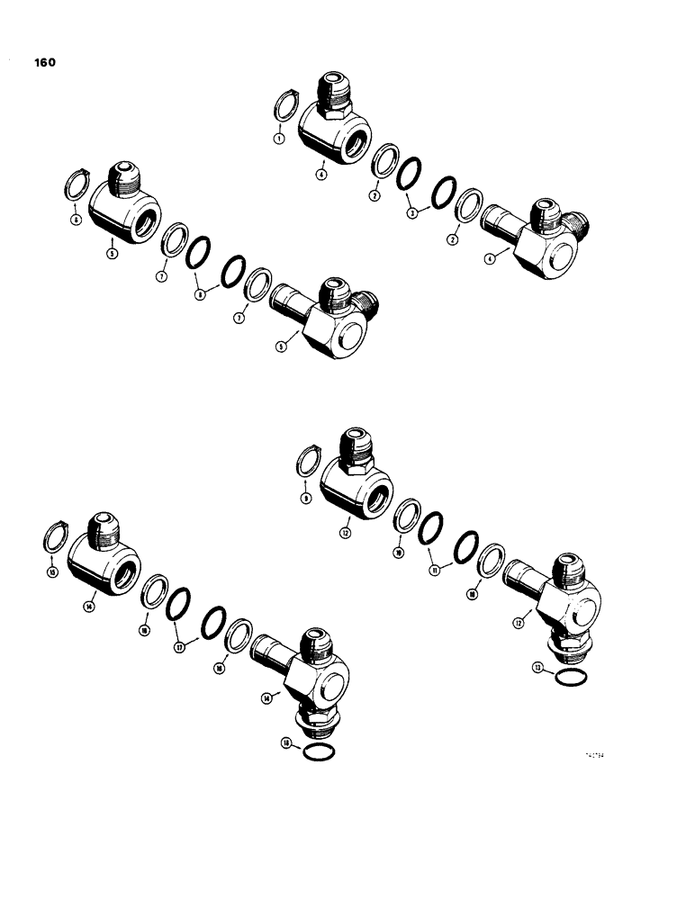 Схема запчастей Case 35 - (160) - D50374 AND D60947 SWIVEL JOINTS 