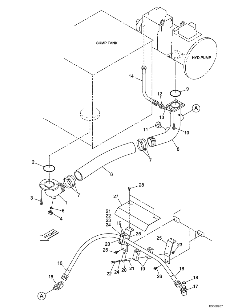 Схема запчастей Case CX700B - (08-04) - HYDRAULICS - PUMP SUCTION LINE (08) - HYDRAULICS