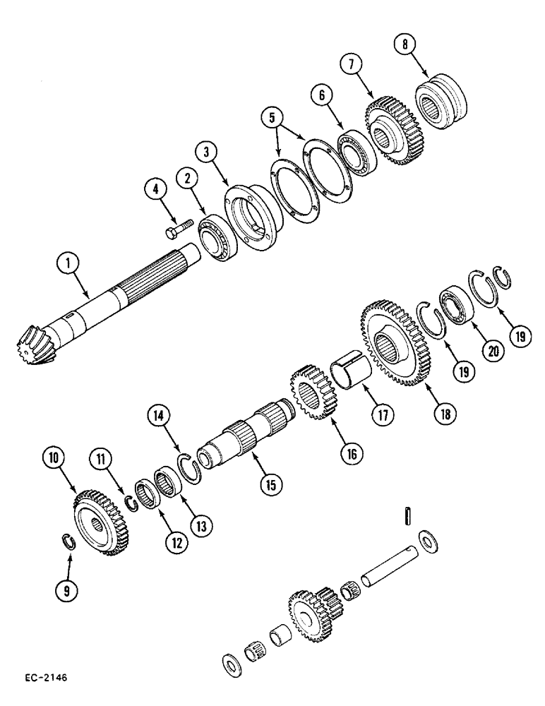 Схема запчастей Case 380B - (6-186) - RANGE TRANSMISSION, IN REAR FRAME (06) - POWER TRAIN