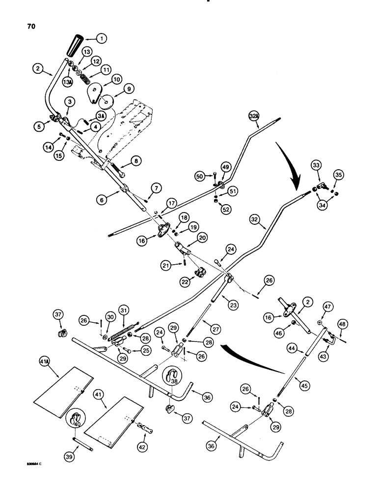 Схема запчастей Case 580SE - (070) - THROTTLE CONTROL LINKAGE (03) - FUEL SYSTEM