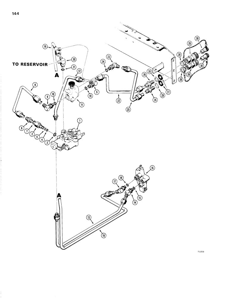 Схема запчастей Case 1830 - (144) - AUXILIARY HYDRAULICS USE WITH CESSNA VALVE FRONT LOADER HYDRAULIC AND DIVERTER VALVE (35) - HYDRAULIC SYSTEMS