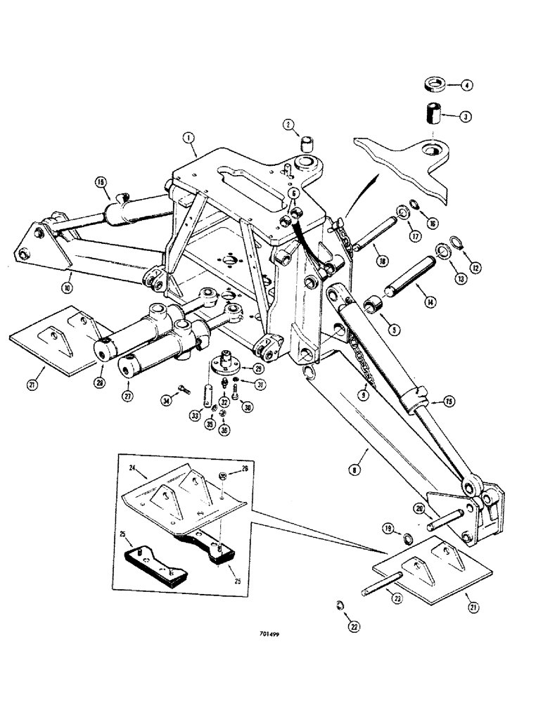 Схема запчастей Case 680CK - (212) - BACKHOE MOUNTING FRAME AND STABILIZERS (84) - BOOMS, DIPPERS & BUCKETS