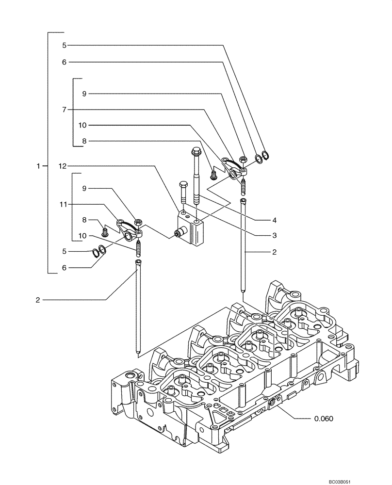 Схема запчастей Case 521D - (0.066[01]) - CYLINDER HEAD - VALVE MECHANISM (02) - ENGINE