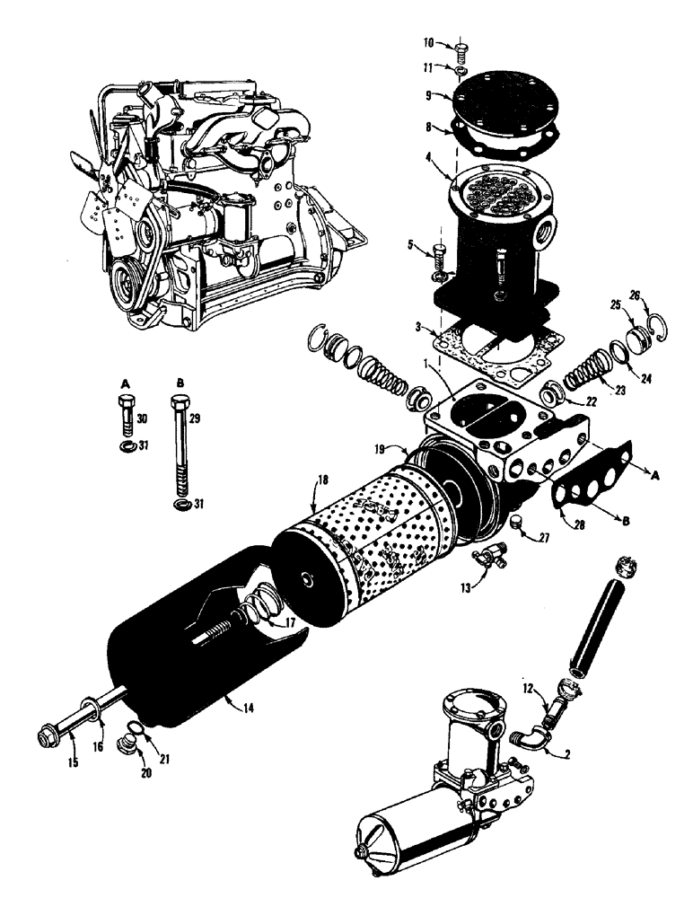 Схема запчастей Case 750 - (026) - FULL FLOW FILTER & OIL COOLER (02) - FUEL SYSTEM