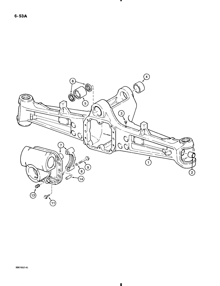 Схема запчастей Case 580K - (6-053A) - FRONT DRIVE AXLE, AXLE HOUSING (06) - POWER TRAIN