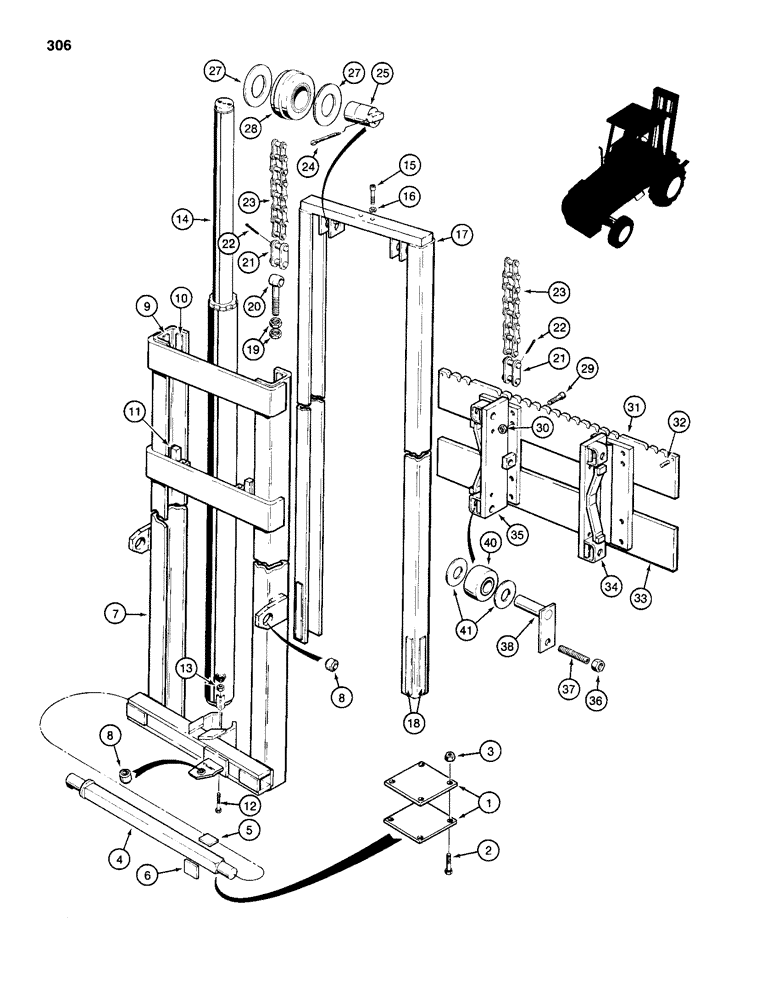 Схема запчастей Case 584D - (306) - 14-1/4 FOOT (4.3 M) MAST FOR 584D (83) - TELESCOPIC SINGLE ARM