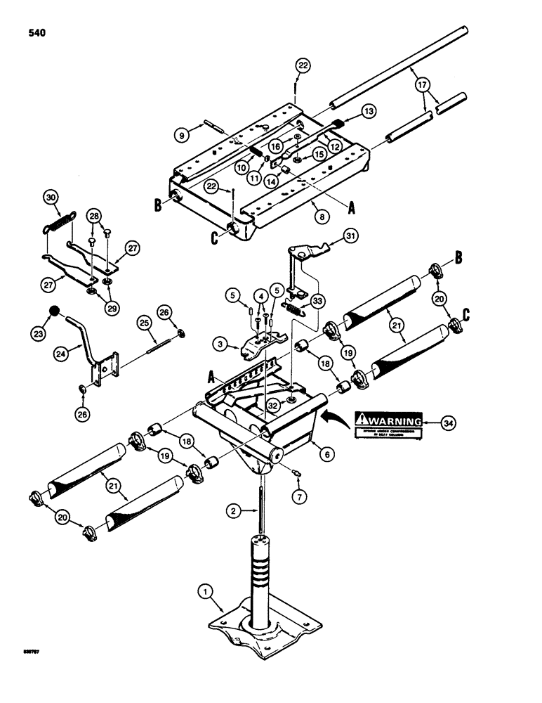 Схема запчастей Case 580SD - (540) - D123289 SUSPENSION SEAT SUPPORT (09) - CHASSIS/ATTACHMENTS