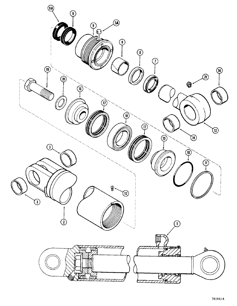 Схема запчастей Case 780 - (436) - G32757 BACKHOE DIPPER CYLINDER, GLAND IS STAMPED WITH CYLINDER PN (08) - HYDRAULICS