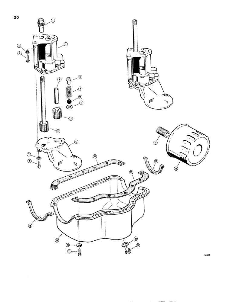 Схема запчастей Case 1830 - (030) - ENGINE SN 2707 AND AFTER OIL PUMP, FILTER AND OIL PAN (10) - ENGINE