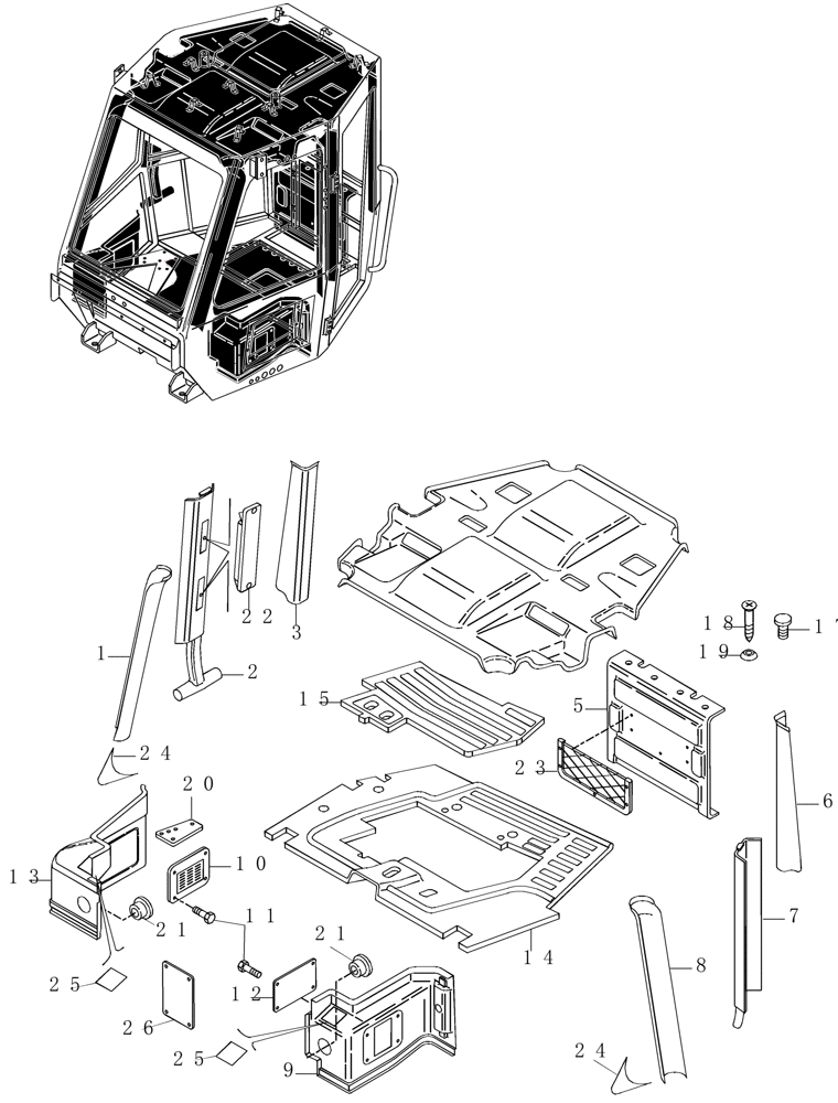 Схема запчастей Case 325 - (5.652CA[09A]) - ROPS CAB - COVERING (10) - Cab/Cowlings