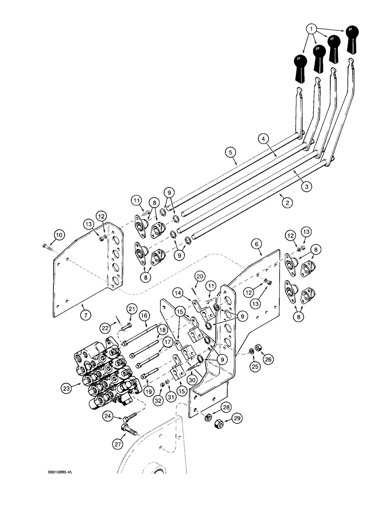 Схема запчастей Case 580SK - (9-072) - THREE-POINT HITCH CONTROLS (09) - CHASSIS/ATTACHMENTS