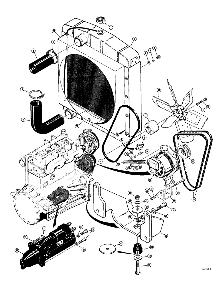 Схема запчастей Case 780 - (010) - RADIATOR, FAN AND MOUNTING PARTS (02) - ENGINE