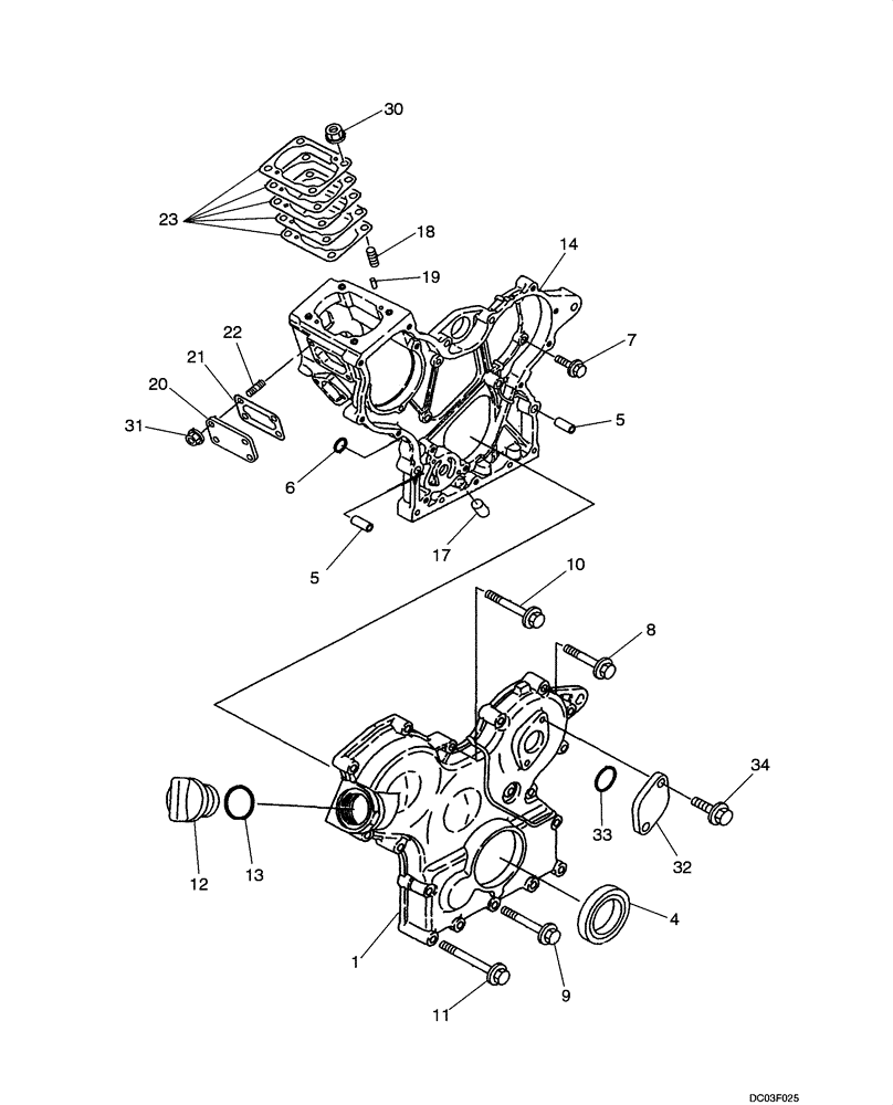 Схема запчастей Case CX14 - (02-09[00]) - HOUSING, GEAR (02) - ENGINE