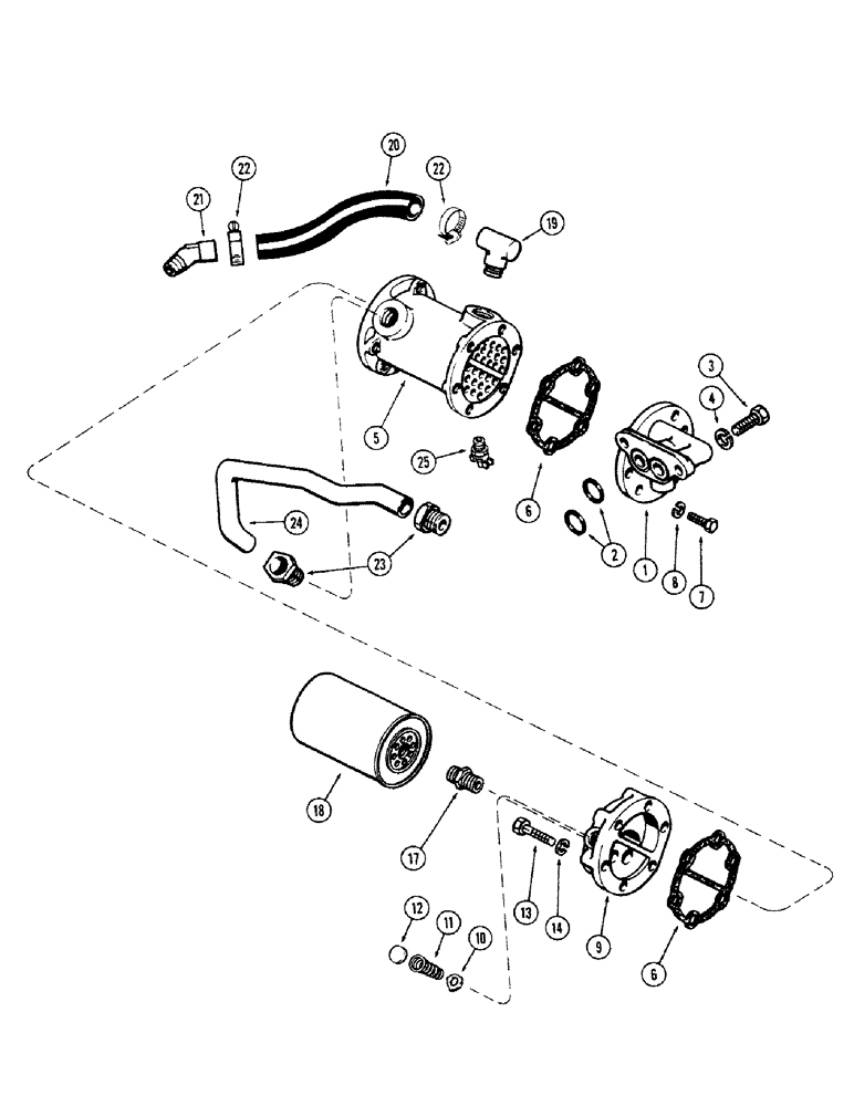 Схема запчастей Case 680CK - (026) - OIL FILTER AND HEAT EXCHANGER, (301B) DIESEL ENGINE (10) - ENGINE