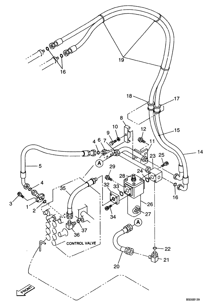 Схема запчастей Case CX225SR - (08-33) - HYDRAULICS, AUXILIARY - SINGLE ACTING CIRCUIT (08) - HYDRAULICS