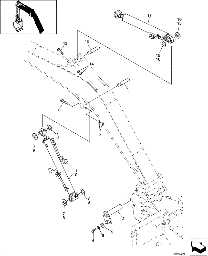 Схема запчастей Case CX25 - (08-67[00]) - MOUNTING - BOOM AND ARM CYLINDERS (08) - HYDRAULICS