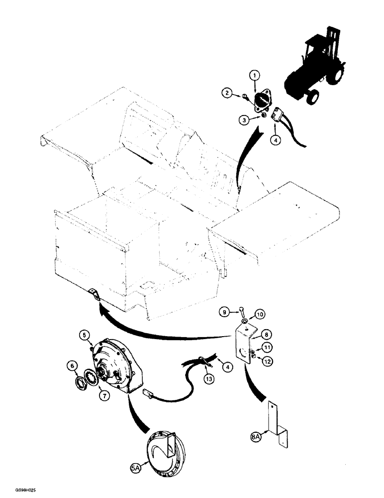 Схема запчастей Case 586E - (4-34) - HORN (04) - ELECTRICAL SYSTEMS