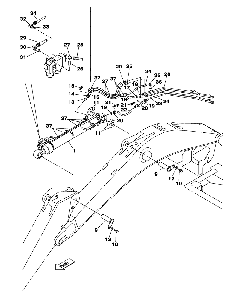 Схема запчастей Case CX470C - (08-017-02[01]) - HYDRAULIC CIRCUIT - DIPPER CYLINDER - WITH SAFETY VALVE (07) - HYDRAULIC SYSTEM