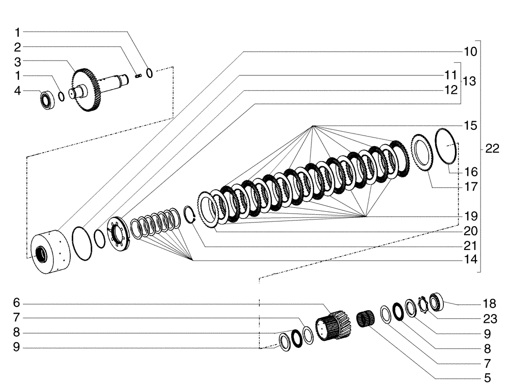 Схема запчастей Case 885B - (06-01[05A]) - TRANSMISSION, 2ND SHAFT - (TORQUE CONVERTER) (06) - POWER TRAIN