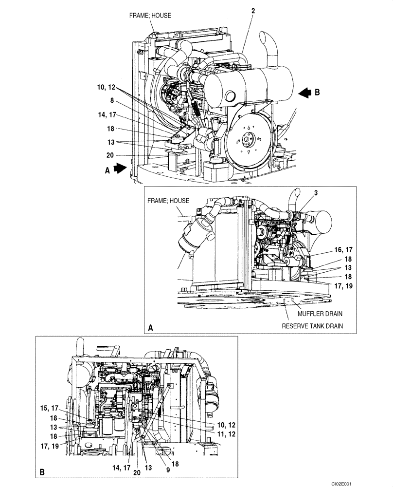 Схема запчастей Case CX135SR - (02-01) - ENGINE MOUNTING (02) - ENGINE