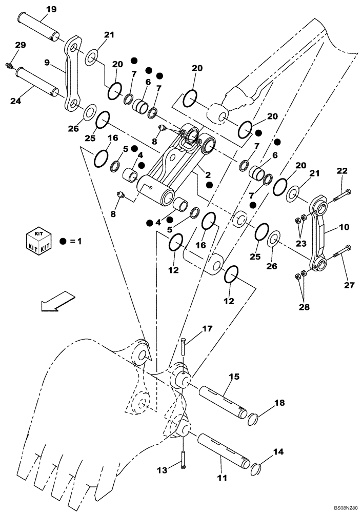 Схема запчастей Case CX160B - (09-59) - BUCKET LINKAGE, HEAVY DUTY (09) - CHASSIS/ATTACHMENTS