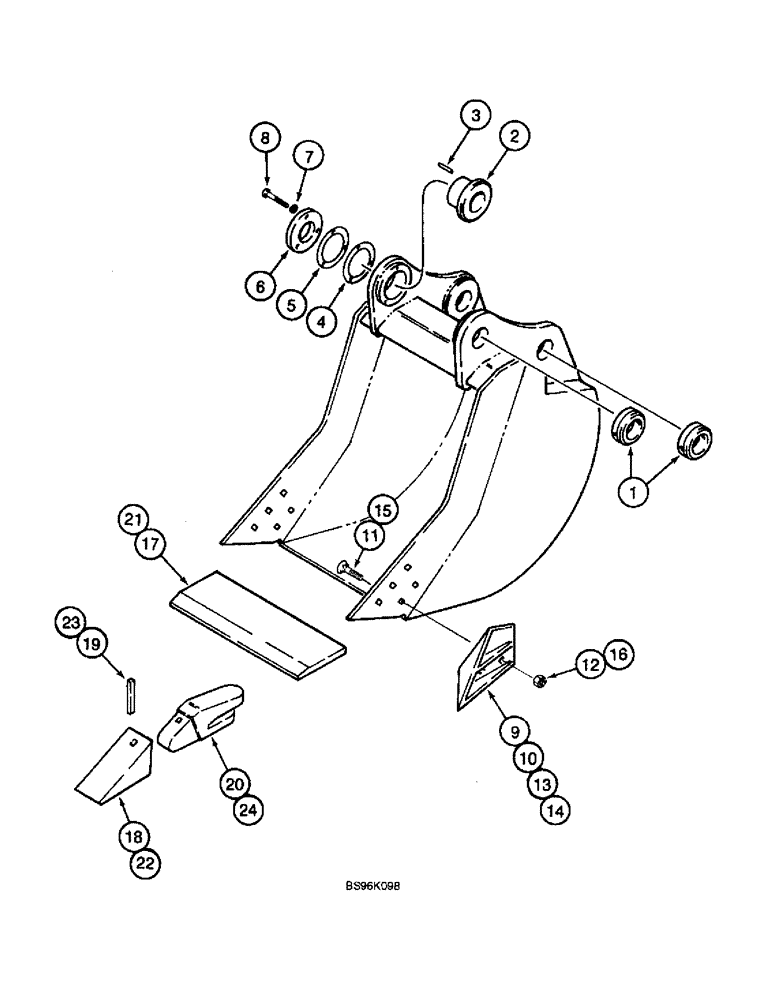 Схема запчастей Case 9045B - (9-092) - H & H BUCKETS, GENERAL PURPOSE AND HEAVY DUTY - STANDARD OR HIGH CAPACITY (09) - CHASSIS