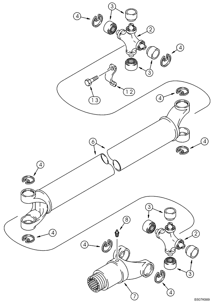 Схема запчастей Case 590SM - (06-47) - DRIVE SHAFT, REAR AXLE (06) - POWER TRAIN