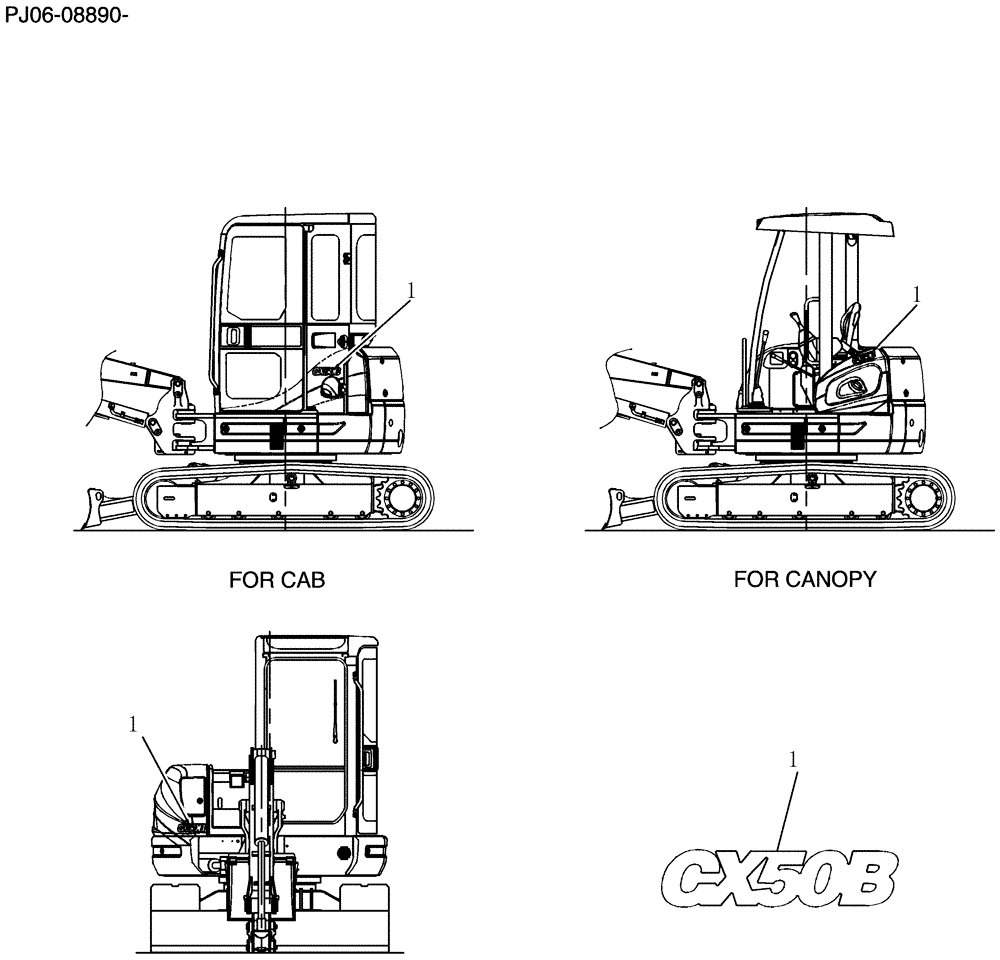 Схема запчастей Case CX50B - (968-29[1]) - NAME PLATE INSTAL MODEL (90) - PLATFORM, CAB, BODYWORK AND DECALS
