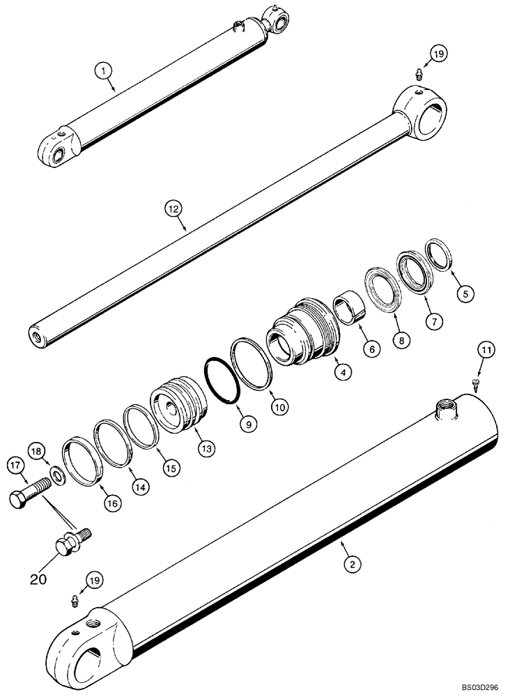 Схема запчастей Case 580SM - (08-54) - CYLINDER ASSY - LOADER LIFT (08) - HYDRAULICS